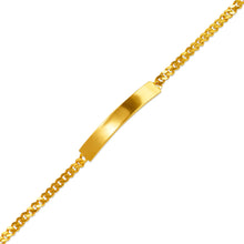 Load image into Gallery viewer, 14K Yellow Gold Shiny Curb Kids ID Bracelet 5mm/3mm Wide 6" Engraving Available
