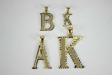 Load image into Gallery viewer, 10K Yellow Gold Initial Pendant Charm Diamond Cut A ~ Z Alphabet 4 Sizes
