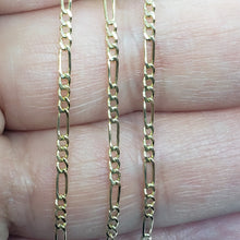 Load image into Gallery viewer, Authentic 10K Yellow Gold Hollow Figaro Chain Necklace 1.9mm Size 16" to 26"
