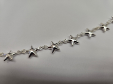 Load image into Gallery viewer, 925 Sterling Silver Anklet with Linked Stars 10mm, Fits 9" to 10" Ankles
