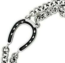 Load image into Gallery viewer, Sterling Silver Horseshoe Bracelet 1/2 inch Wide, 7 1/2 inch Long Toggle Clasp
