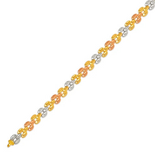 Load image into Gallery viewer, 14K Tri Color Gold Faceted Diamond Cut Bracelet 6mm 7" Chain Brazalete tricolor
