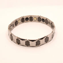Load image into Gallery viewer, Tungsten Carbide 2-Tone Black Faceted Cushion Links Magnetic Therapy Bracelet
