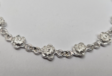 Load image into Gallery viewer, 925 Sterling Silver Anklet with Linked Rose Flower 8mm, Fits 9" to 10" Ankles
