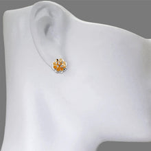 Load image into Gallery viewer, 14K Real Two Tone Gold Small Diamond Cut Flower Stud Earrings 11mm
