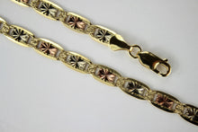 Load image into Gallery viewer, 14K Yellow White Rose Gold Tri Color Valentino Chain Necklace 6mm 20~26"
