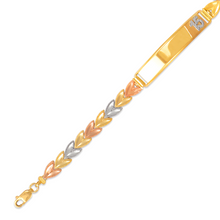 Load image into Gallery viewer, 14K Tri Color Gold Faceted D/C 15 Anos ID Bracelet 7mm Wide 9mm Center 7" Chain
