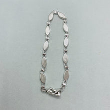 Load image into Gallery viewer, Sterling Silver Synthetic Opal Navette Shaped Link Bracelet Hand Inlay
