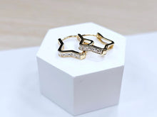 Load image into Gallery viewer, 14K Yellow Gold Star Shaped Huggies Hoop Earrings with CZ Stones Latch back
