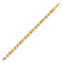 Load image into Gallery viewer, 14K Tri Color Gold Faceted Diamond Cut Bracelet 6mm 7" Chain Brazalete tricolor

