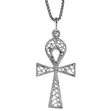 Load image into Gallery viewer, 925 Sterling Silver Filigree Egyptian Ankh Cross Pendant 1 1/16 Inch Tall (27mm)

