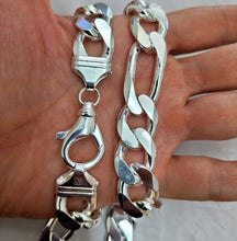 Load image into Gallery viewer, 925 Sterling Silver Heavy Thick Figaro Chain Bracelet Necklace Man 15mm 8"- 30"
