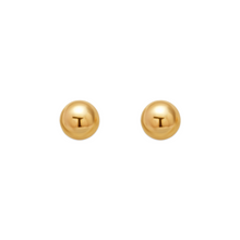 Load image into Gallery viewer, 14K Yellow or White Gold Ball Stud Earrings 6mm Wide 2grams Screw Backing
