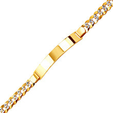 Load image into Gallery viewer, 14K White Pave Gold Curb Light ID Bracelet 8mm/7mm  Wide 8" Engraving Available

