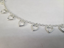 Load image into Gallery viewer, 925 Sterling Silver Puffy Cut-Out Hearts Bracelet for Women 3/4 inch 7 inch long

