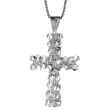 Load image into Gallery viewer, 925 Sterling Silver Wide Flat Nugget Cross Pendant 1 3/8 Inch Tall (35mm)
