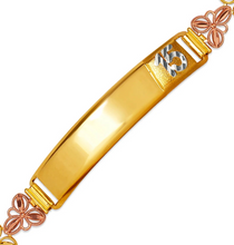 Load image into Gallery viewer, 14K Tri Color Gold Faceted DC 15 Anos ID Bracelet 7mm Wide 8mm Center 7" Chain
