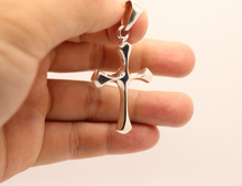 Load image into Gallery viewer, 925 Sterling Silver Skinny Beveled Edge Rhombus Shape Cross Pendant 38mm
