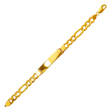 Load image into Gallery viewer, 14K Yellow Gold Figaro Chain ID Bracelet 10mm/8mm 8" 8.5" Engraving Available
