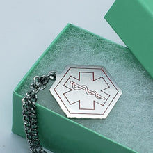 Load image into Gallery viewer, Surgical Stainless Steel Medical Alert ID Tag Pendant 1 in Hexagon 30" Necklace
