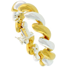 Load image into Gallery viewer, 925 Sterling Silver Two Tone Gold-Plated San Marco Necklace Bracelet 14mm 7"-18"
