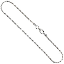 Load image into Gallery viewer, 925 Sterling Silver Twisted Rope Chain Anklet 1.5mm, Fits 9" to 10" Ankles
