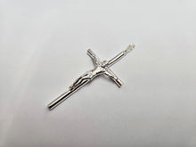 Load image into Gallery viewer, 925 Sterling Silver Tubular Solid Crucifix Cross Pendant 2 1/4 Inch (56mm) Tall
