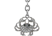 Load image into Gallery viewer, 925 Sterling Silver Crystal Crab Key Chain Key Ring for Women 3 1/2 inch Long
