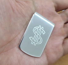 Load image into Gallery viewer, Sterling Silver Money Clip Dollar Sign Embossed Wide Made Italy 1 X 1 3/4 inch
