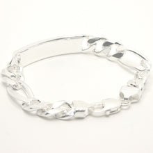 Load image into Gallery viewer, 925 Sterling Silver Personalized Custom Engraved Figaro Link ID Bracelet 11mm
