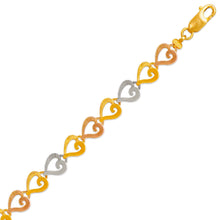 Load image into Gallery viewer, 14K Tri Color Gold Faceted Diamond Cut Bracelet 7 mm 7" Chain Brazalete tricolor
