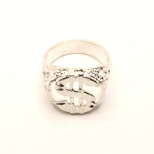 Load image into Gallery viewer, 925 Sterling Silver Detailed Dollar Sign Diamond Cut Finish Ring 3/4 Inch Wide
