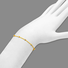 Load image into Gallery viewer, 14K Solid Two Tone Gold Ball Station Bead Rolo Bracelet Anklet 2mm / 7" 10"

