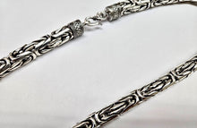 Load image into Gallery viewer, 10mm Sterling Silver Round BYZANTINE Chain Necklace Bracelet Antiqued Finish
