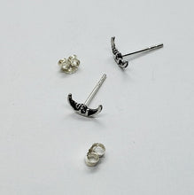 Load image into Gallery viewer, 925 Sterling Silver Tiny Moon Stud Earrings 3/8 inch for Girl Women (10mm Wide)
