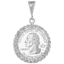 Load image into Gallery viewer, 925 Sterling Silver Rope Edge 25 Cent Quarter Coin Bezel 24mm Prong Back
