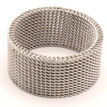 Load image into Gallery viewer, Stainless Steel Tall Flexible Braided Mesh Design Wedding Band Ring 10mm
