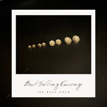 Load image into Gallery viewer, 10K Gold Authentic Nugget Round Diamond Cut Stud Earrings for Men Women 4 Sizes
