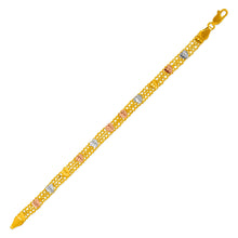 Load image into Gallery viewer, 14K Tri Color Gold Double Link Bracelet 5.5 mm Wide 7" and 7.5"
