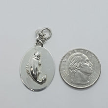 Load image into Gallery viewer, Sterling Silver Fish Oval Tag Key Ring Pendant 1 3/4 inches Long High Quality
