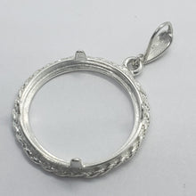 Load image into Gallery viewer, Sterling Silver Nickel Bezel 22mm Coins Prong Back Rope Edge Diamond Cut 5 Cent
