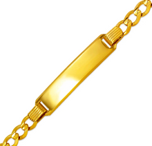 Load image into Gallery viewer, 14K Yellow Gold Baby ID Bracelet Curb X-Light Chain 6mm/4mm Wide 6" Engraving
