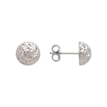 Load image into Gallery viewer, 14K White Gold High Polished Diamond Cut Half Ball Stud Earrings 10mm

