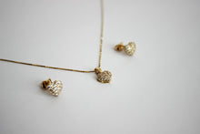 Load image into Gallery viewer, 14K Yellow Gold Heart Set Pendant Earrings Box Chain Necklace
