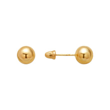 Load image into Gallery viewer, 14K Yellow or White Gold Ball Stud Earrings 7mm Wide 2grams Screw Backing
