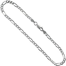 Load image into Gallery viewer, 925 Sterling Silver Figaro Chain Bracelet Beveled Edge from Italy 3mm 7"-10"
