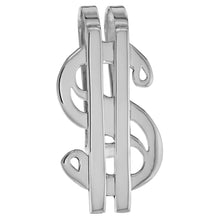 Load image into Gallery viewer, 925 Sterling Silver Dollar Sign Money Clip Cut-Out Handmade 1 1/8 X 2 1/4 inch
