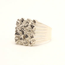 Load image into Gallery viewer, 925 Sterling Silver Detailed Square Nugget Ring 5/8 Inch Wide, Sizes 8-13
