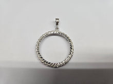 Load image into Gallery viewer, 925 Sterling Silver Rope Edge 50 Cent Half Dollar Coin Bezel 30mm Prong Back
