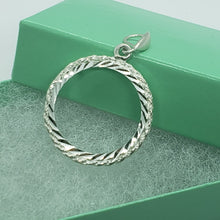 Load image into Gallery viewer, Sterling Silver Nickel Bezel 22mm Coins Prong Back Rope Edge Diamond Cut 5 Cent
